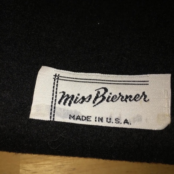 Vintage Miss Bierner Hat Black Wool Felt Bow Deep Curl Brim Med Michael Howard - Picture 10 of 12